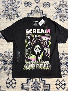 Scream VI Ghostface What’s Your Favorite Scary Movie Black Graphic T-Shirt Large